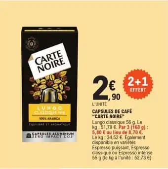 CAPSULES DE CAFÉ “CARTE NOIRE”