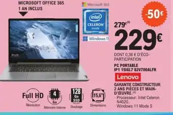 PC PORTABLE IP1 15IGL7 82V700ALFR