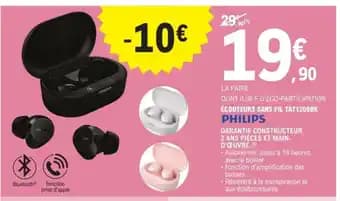 DONT 0,08 € D'ÉCO-PARTICIPATION ÉCOUTEURS SANS FIL TAT1209BK PHILIPS