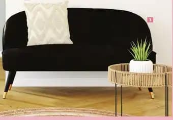 BANQUETTE VELOURS 2 PLACES NOIR