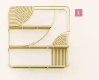 1 ÉTAGÈRE MURALE 3 NIVEAUX BOIS ET DORÉ