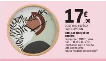HORLOGE BOIS DÉCO BOHÈME