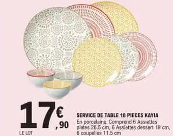 SERVICE DE TABLE 18 PIECES KAYIA