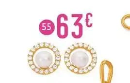 boucles perle de culture et oxydes de zirconium, or jaune 0,54 g