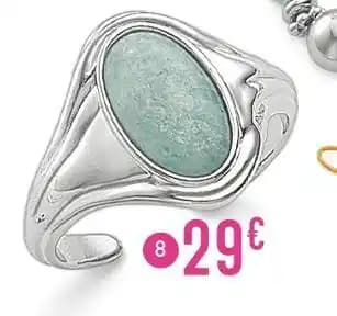 bague en argent rhodié et amazonite, taille 54