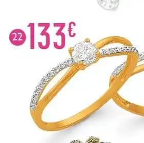 bague oxydes de zirconium, taille 54, or jaune et rhodié 1,39 g