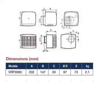 VMR PRESS sanitaire/cuisine 30-90 m3/h