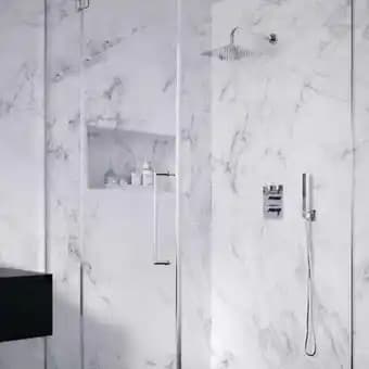 Ensemble de douche thermostatique encastré Blautherm 948712RPK225 - façade et douche de tête à design carré