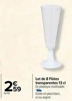 Lot de 8 flutes transparentes 13 cl