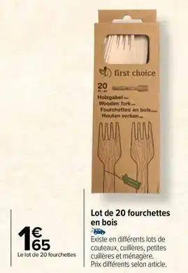 Lot de 20 fourchettes en bois