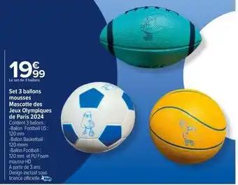 Set 3 ballons mousses mascotte des jeux olympiques de paris 202