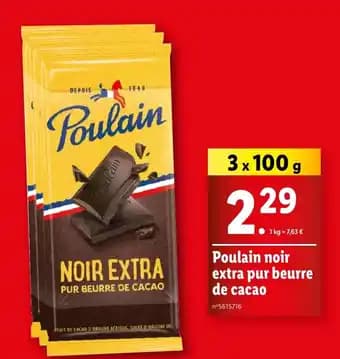 Poulain noir extra pur beurre de cacao