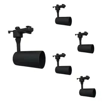 Spot LED sur rail 80° Monophasé NOIR pour ampoule GU10 (Pack de 5) - SILAMP
