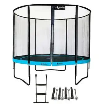 Trampoline de jardin rond 305 cm + filet de sécurité + échelle + kit ancrage | P