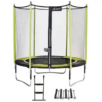 Trampoline de jardin 244 cm + filet de sécurité + échelle + kit d'ancrage JUMPI