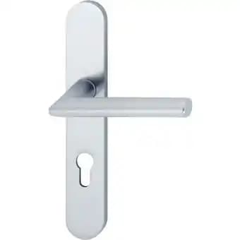 Béquille double sur plaque entraxe 195 mm ligne Stockholm antibactérien SécuSan condamnation à voyant argent satiné F1