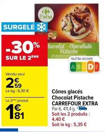 Cônes glacés Chocolat Pistache CARREFOUR EXTRA