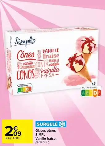 Glaces cônes SIMPL Vanille fraise,
