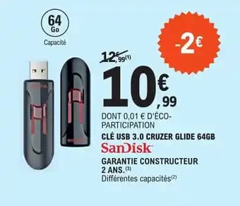 CLÉ USB 3.0 CRUZER GLIDE 64GB SanDisk