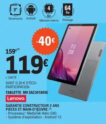 TABLETTE M9 ZAC30180SE Lenovo