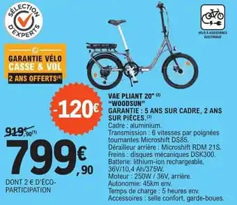 VAE PLIANT 20" (2) "WOODSUN"