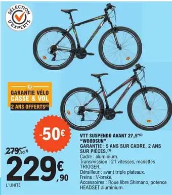 VTT SUSPENDU AVANT 27,5"(2) "WOODSUN"