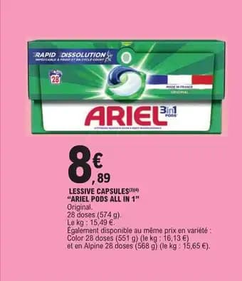 LESSIVE CAPSULES(3)(4) "ARIEL PODS ALL IN 1"