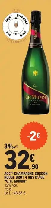 AOC(4) CHAMPAGNE CORDON ROUGE BRUT 4 ANS D'ÂGE "G.H. MUMM❞ 12% vol. 75 cl.