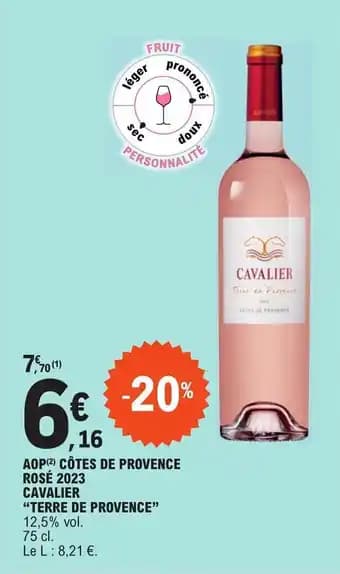 AOP(²) CÔTES DE PROVENCE ROSÉ 2023 CAVALIER "TERRE DE PROVENCE"