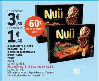 4 BÂTONNETS GLACÉS CARAMEL SALÉ & NOIX DE MACADAMIA D'AUSTRALIE "NUII"