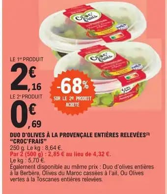 DUO D'OLIVES À LA PROVENÇALE ENTIÈRES RELEVÉES(3) "CROC'FRAIS"