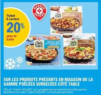 SUR LES PRODUITS PRÉSENTS EN MAGASIN DE LA GAMME POÊLÉES SURGELÉES CÔTÉ TABLE