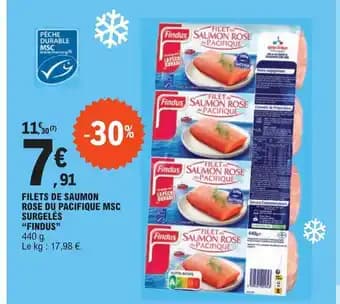 FILETS DE SAUMON ROSE DU PACIFIQUE MSC SURGELÉS "FINDUS"