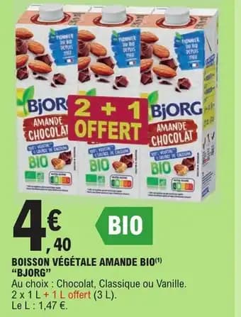 BOISSON VÉGÉTALE AMANDE BIO(1) "BJORG"