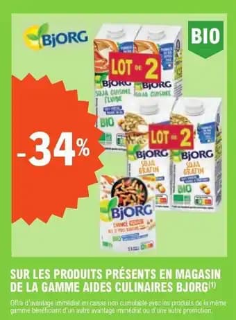 SUR LES PRODUITS PRÉSENTS EN MAGASIN DE LA GAMME AIDES CULINAIRES BJORG (1)