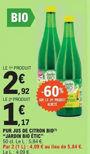PUR JUS DE CITRON BIO(¹) "JARDIN BIO ÉTIC"