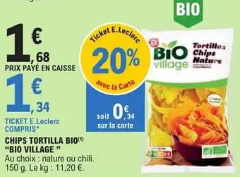 CHIPS TORTILLA BIO(1) "BIO VILLAGE "