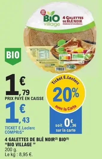 4 GALETTES DE BLÉ NOIR(2) BIO(5) "BIO VILLAGE "