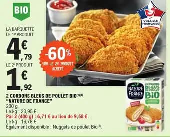 2 CORDONS BLEUS DE POULET BIO(1)(8) "NATURE DE FRANCE"