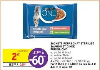 Purina - sachets repas chat stérilisé saumon et dinde one