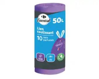 CARREFOUR 10 sacs poubelle 50L lavande