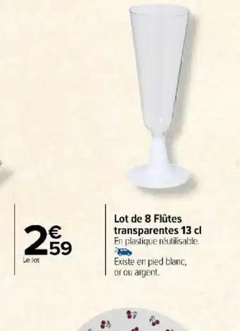 Lot de 8 Flûtes transparentes 13 cl