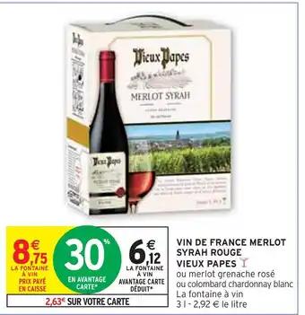 VIEUX PAPES VIN DE FRANCE MERLOT SYRAH ROUGE