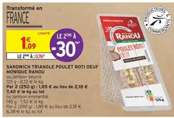 MONIQUE RANOU SANDWICH TRIANGLE POULET ROTI OEUF