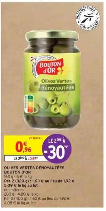 BOUTON D'OR OLIVES VERTES DÉNOYAUTÉES