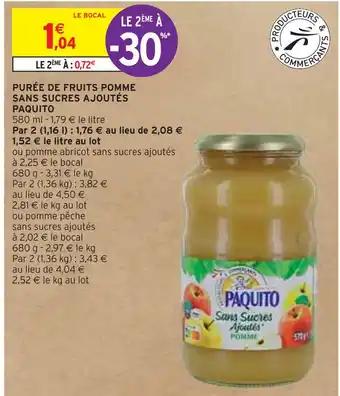 PAQUITO PURÉE DE FRUITS POMME SANS SUCRES AJOUTÉS