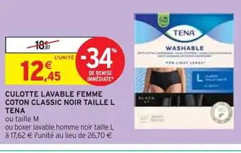 TENA CULOTTE LAVABLE FEMME COTON CLASSIC NOIR TAILLE L