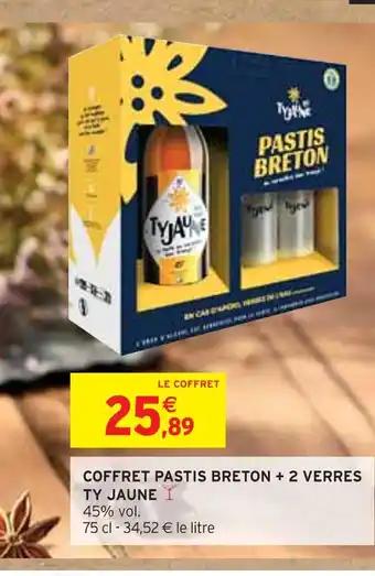 TY JAUNE COFFRET PASTIS BRETON + 2 VERRES