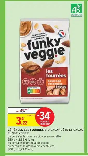 FUNKY VEGGIE CÉRÉALES LES FOURRÉS BIO CACAHUÈTE ET CACAO