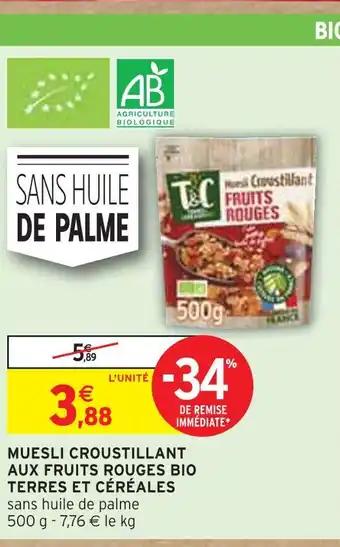 TERRES ET CÉRÉALES MUESLI CROUSTILLANT AUX FRUITS ROUGES BIO